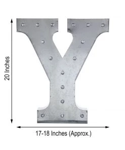 HIER_3720 Big Event Backdrops & Décor 20" | Vintage Metal Marquee Letter Lights Cordless With 16 Warm White LED - Y 17 HIER_3720 Big Event Backdrops & Décor 20