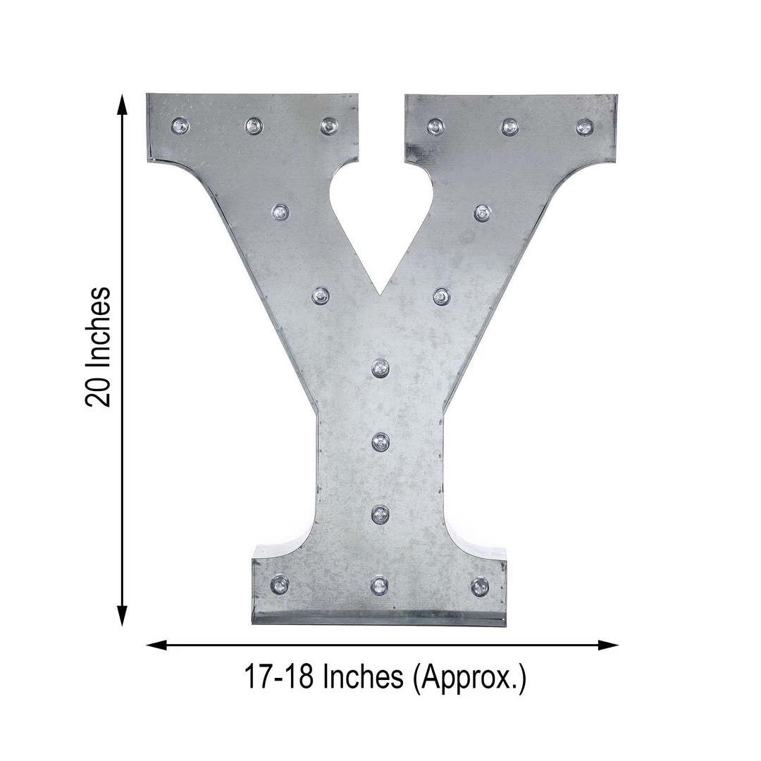 HIER_3720 Big Event Backdrops & Décor 20" | Vintage Metal Marquee Letter Lights Cordless With 16 Warm White LED - Y 3 HIER_3720 Big Event Backdrops & Décor 20" | Vintage Metal Marquee Letter Lights Cordless With 16 Warm White LED - Y