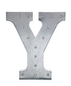 HIER_3720 Big Event Backdrops & Décor 20" | Vintage Metal Marquee Letter Lights Cordless With 16 Warm White LED - Y 29 HIER_3720 Big Event Backdrops & Décor 20