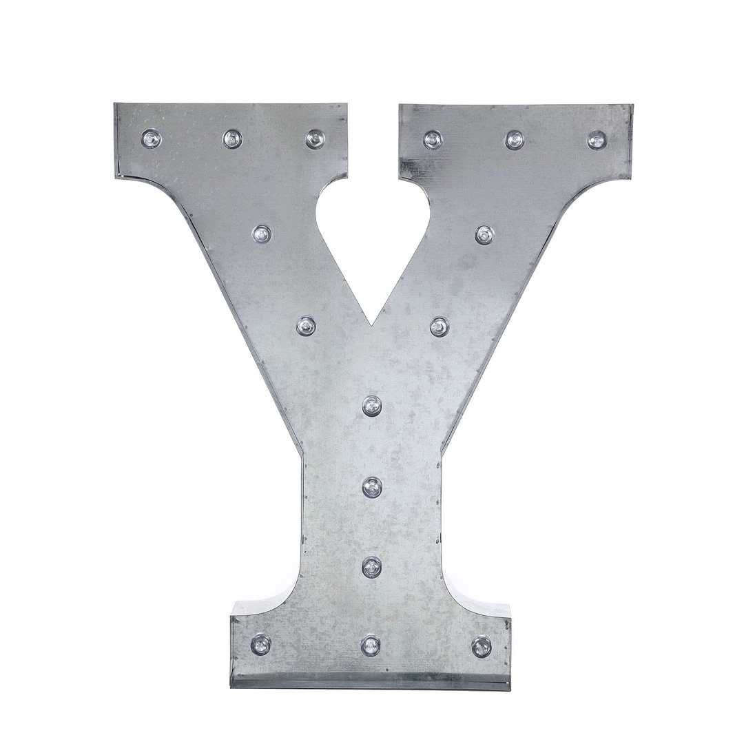 HIER_3720 Big Event Backdrops & Décor 20" | Vintage Metal Marquee Letter Lights Cordless With 16 Warm White LED - Y 15 HIER_3720 Big Event Backdrops & Décor 20" | Vintage Metal Marquee Letter Lights Cordless With 16 Warm White LED - Y