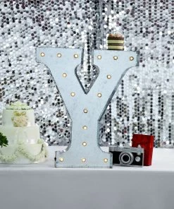 HIER_3720 Big Event Backdrops & Décor 20" | Vintage Metal Marquee Letter Lights Cordless With 16 Warm White LED - Y 22 HIER_3720 Big Event Backdrops & Décor 20