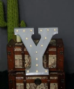 HIER_3720 Big Event Backdrops & Décor 20" | Vintage Metal Marquee Letter Lights Cordless With 16 Warm White LED - Y 23 HIER_3720 Big Event Backdrops & Décor 20