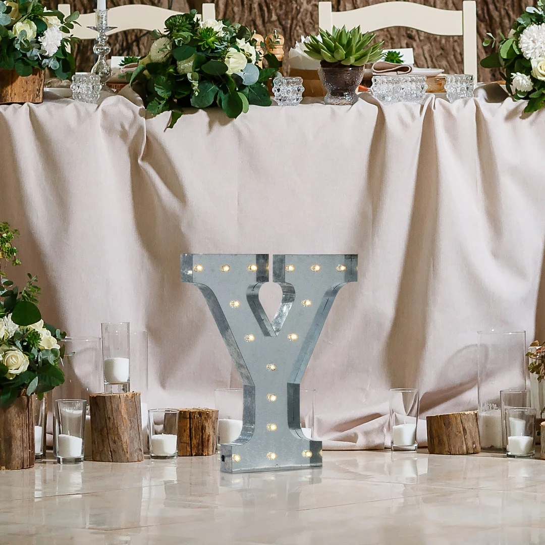 HIER_3720 Big Event Backdrops & Décor 20" | Vintage Metal Marquee Letter Lights Cordless With 16 Warm White LED - Y 1 HIER_3720 Big Event Backdrops & Décor 20" | Vintage Metal Marquee Letter Lights Cordless With 16 Warm White LED - Y