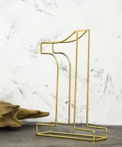 HIER_3720 8" Tall | Gold Wedding Table Numbers | Freestanding 3D Decorative Metal Wire Numbers | 1 Chargers & Centerpieces