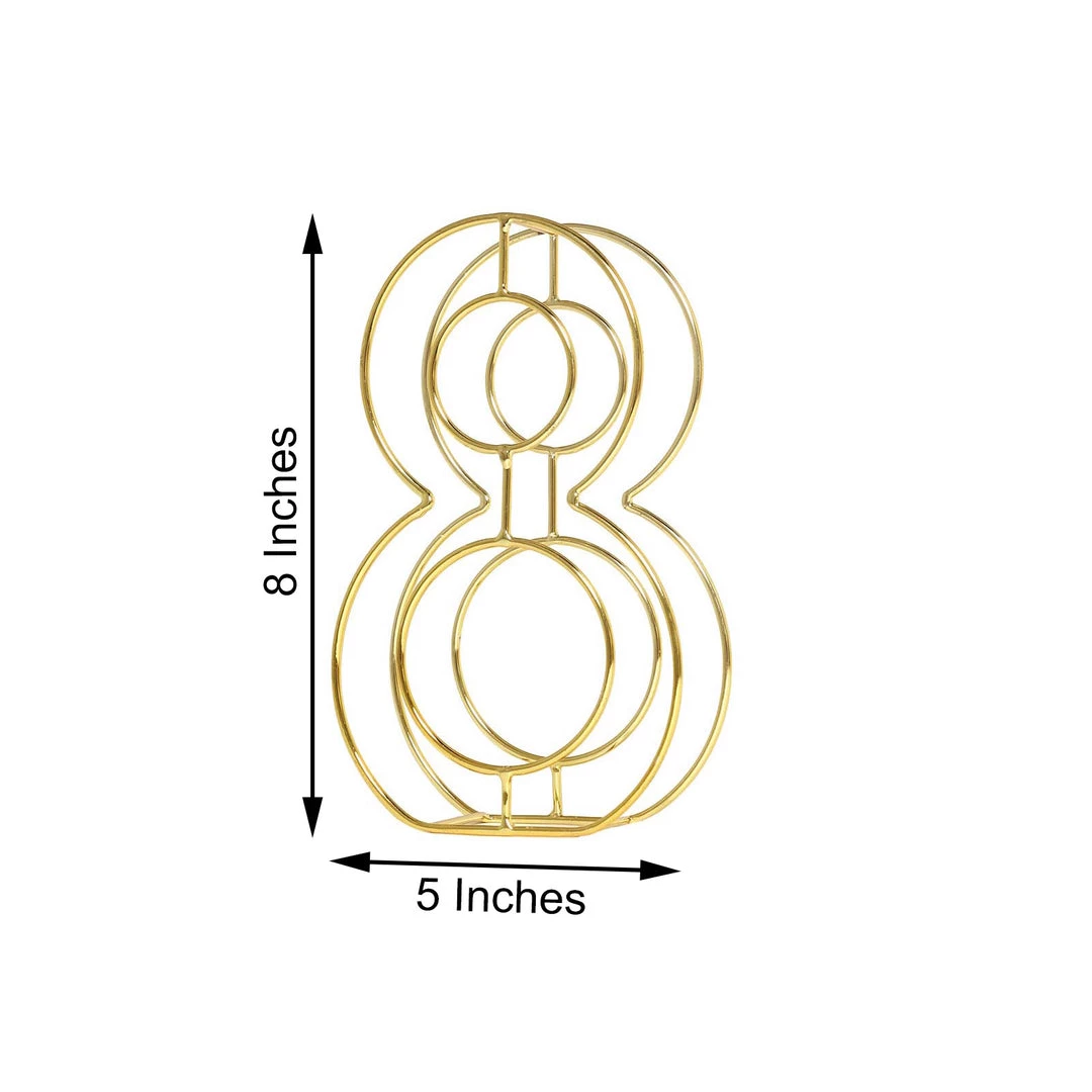 HIER_3720 8" Tall | Gold Wedding Table Numbers | Freestanding 3D Decorative Metal Wire Numbers | 8 3 HIER_3720 8" Tall | Gold Wedding Table Numbers | Freestanding 3D Decorative Metal Wire Numbers | 8
