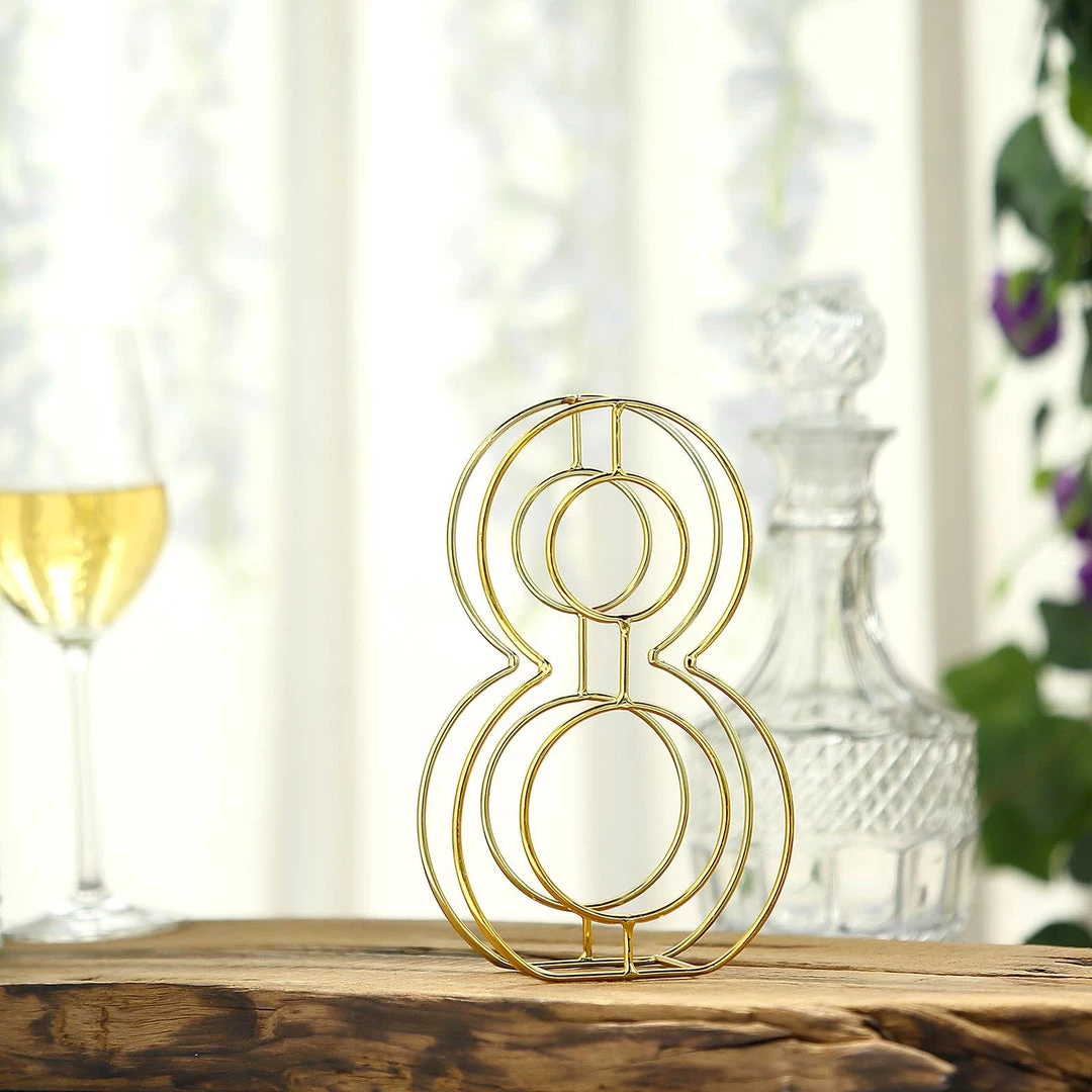 HIER_3720 8" Tall | Gold Wedding Table Numbers | Freestanding 3D Decorative Metal Wire Numbers | 8 8 HIER_3720 8" Tall | Gold Wedding Table Numbers | Freestanding 3D Decorative Metal Wire Numbers | 8