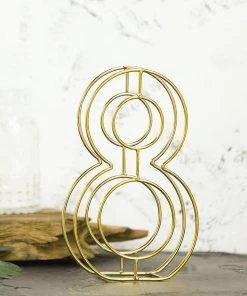 HIER_3720 8" Tall | Gold Wedding Table Numbers | Freestanding 3D Decorative Metal Wire Numbers | 8