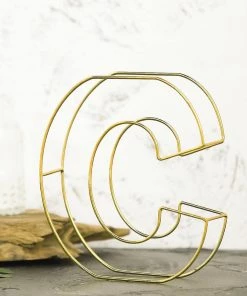 HIER_3720 Chargers & Centerpieces 8" Tall | Gold Wedding Centerpiece | Freestanding 3D Decorative Wire Letter | C