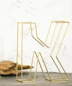HIER_3720 Chargers & Centerpieces 8" Tall | Gold Wedding Centerpiece | Freestanding 3D Decorative Wire Letter | K