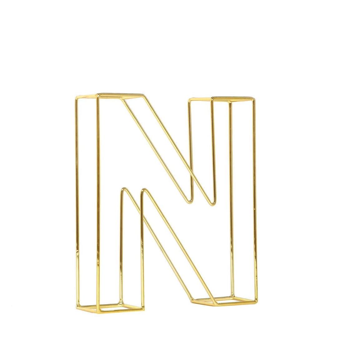 HIER_3720 8" Tall | Gold Wedding Centerpiece | Freestanding 3D Decorative Wire Letter | N Chargers & Centerpieces 14 HIER_3720 8" Tall | Gold Wedding Centerpiece | Freestanding 3D Decorative Wire Letter | N Chargers & Centerpieces