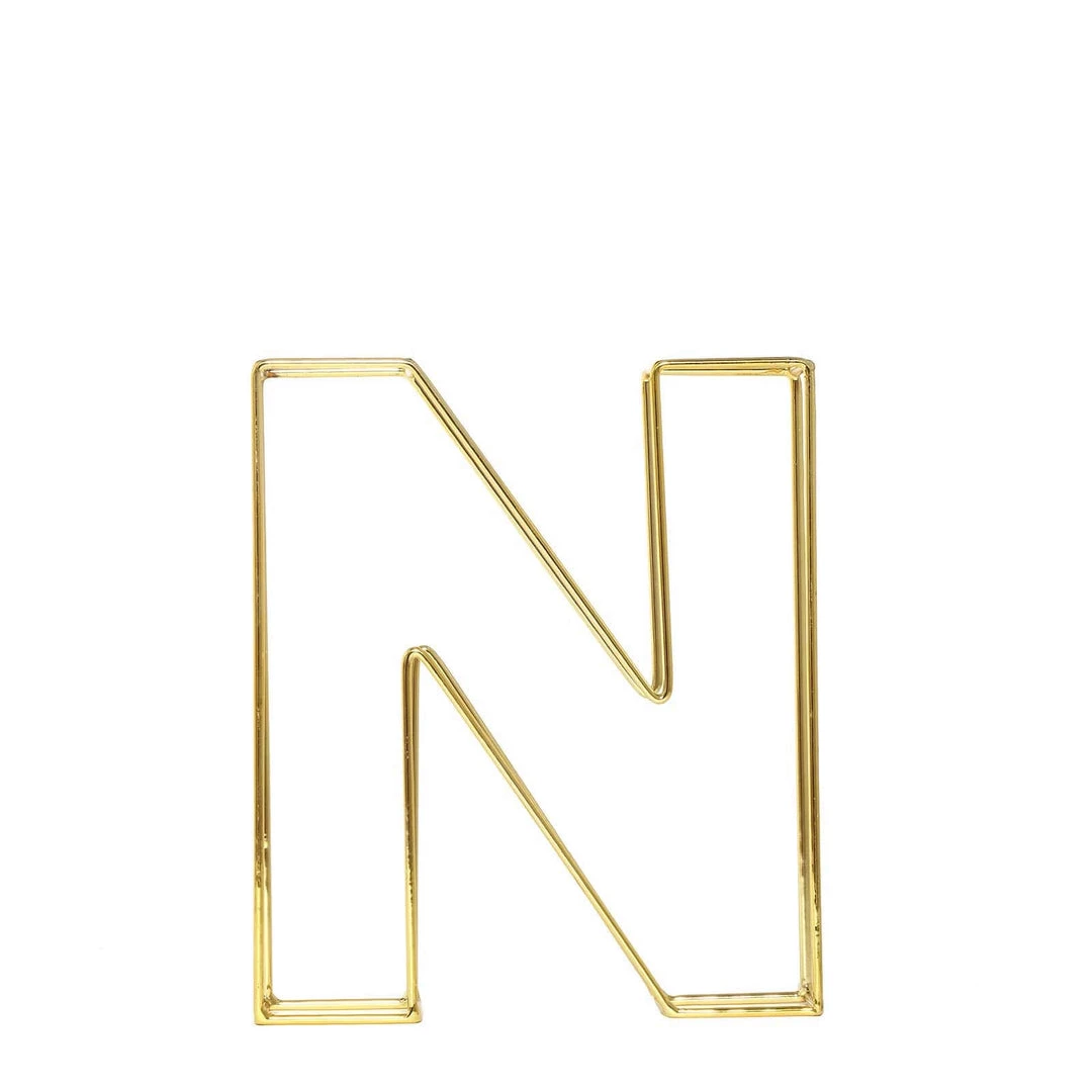 HIER_3720 8" Tall | Gold Wedding Centerpiece | Freestanding 3D Decorative Wire Letter | N Chargers & Centerpieces 13 HIER_3720 8" Tall | Gold Wedding Centerpiece | Freestanding 3D Decorative Wire Letter | N Chargers & Centerpieces