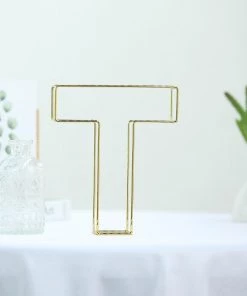 HIER_3720 Chargers & Centerpieces 8" Tall | Gold Wedding Centerpiece | Freestanding 3D Decorative Wire Letter | T 23 HIER_3720 Chargers & Centerpieces 8