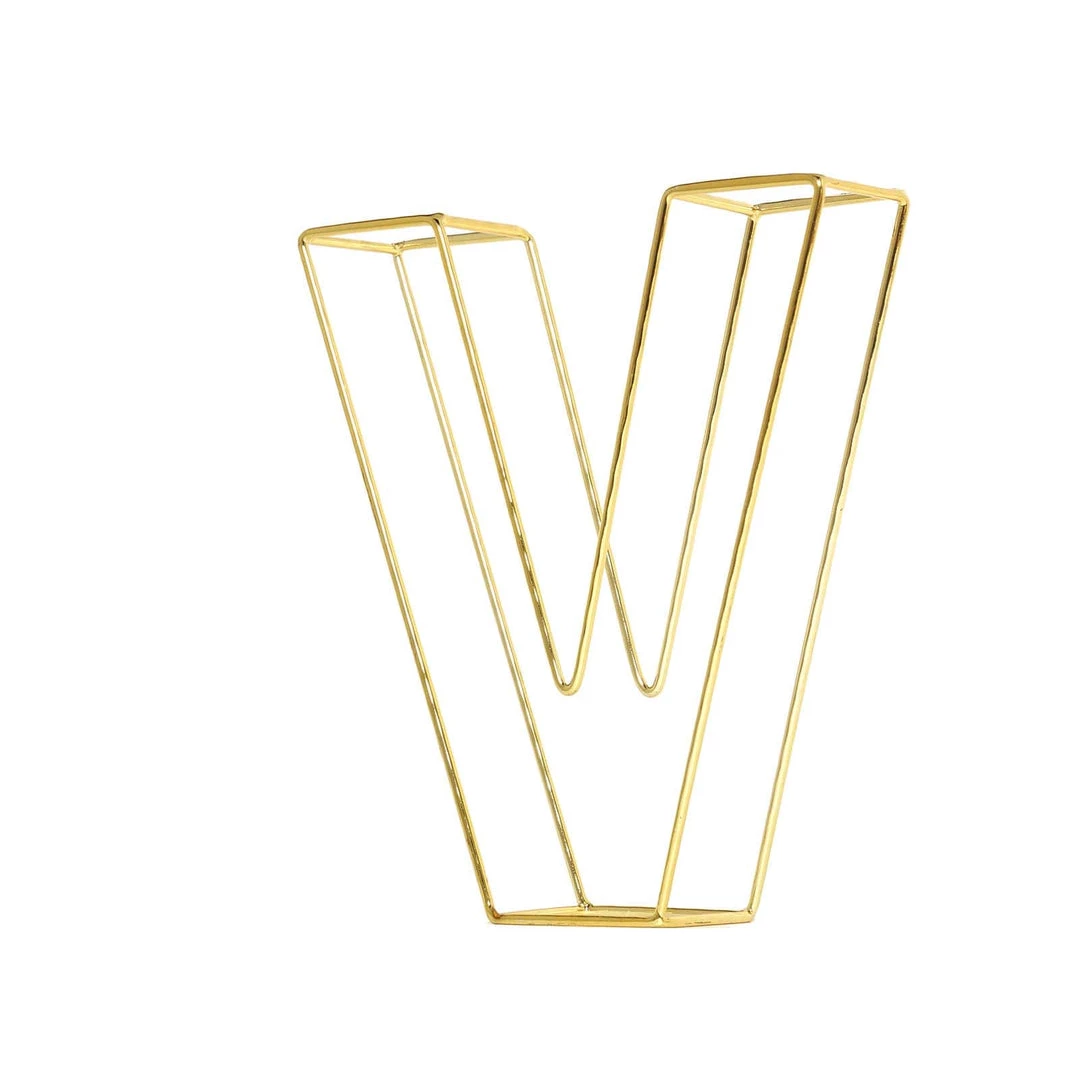 HIER_3720 8" Tall | Gold Wedding Centerpiece | Freestanding 3D Decorative Wire Letter | V Chargers & Centerpieces 15 HIER_3720 8" Tall | Gold Wedding Centerpiece | Freestanding 3D Decorative Wire Letter | V Chargers & Centerpieces