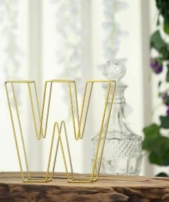 HIER_3720 8" Tall | Gold Wedding Centerpiece | Freestanding 3D Decorative Wire Letter | W 21 HIER_3720 8