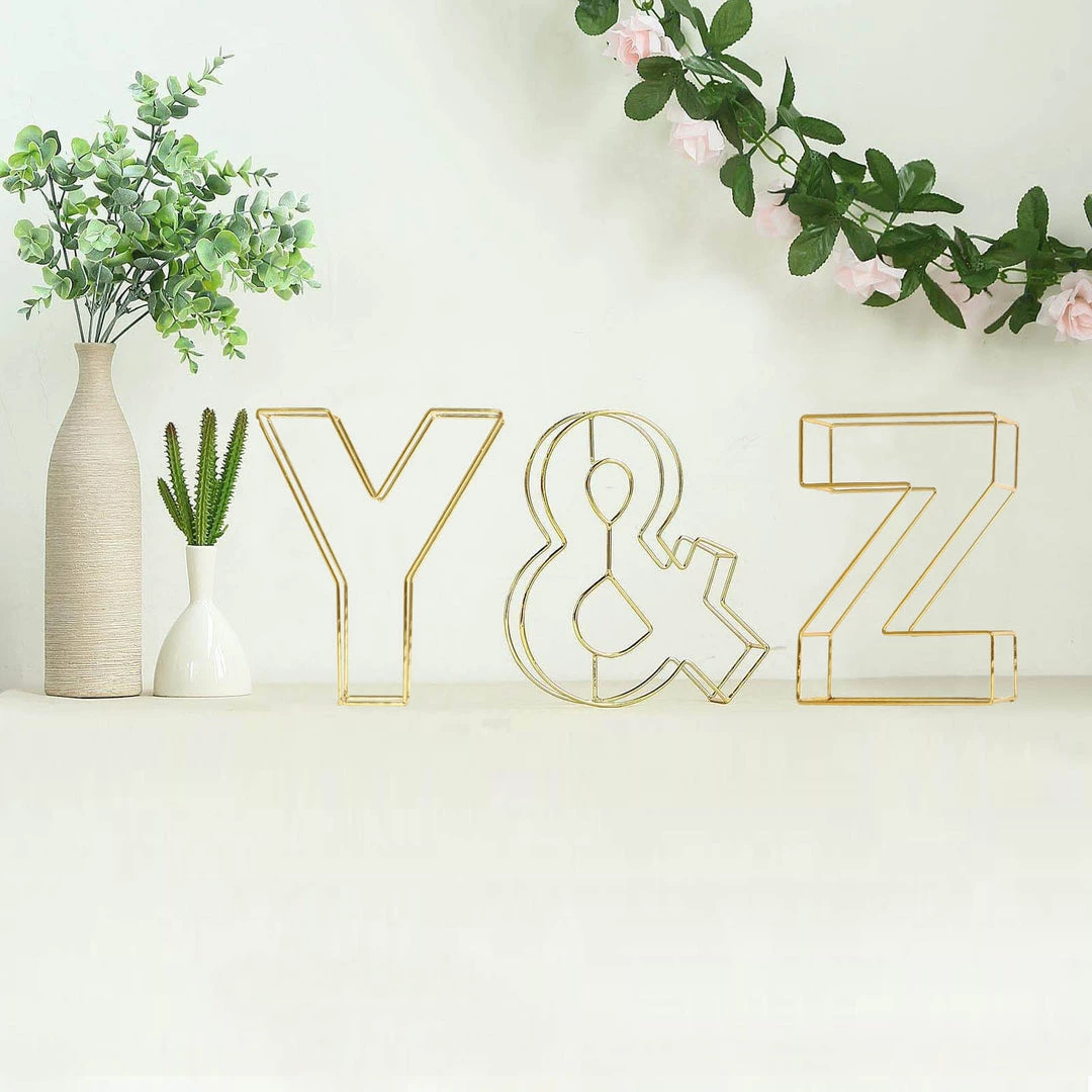 HIER_3720 8" Tall | Gold Wedding Centerpiece | Freestanding 3D Decorative Wire Letter | Y Chargers & Centerpieces 2 HIER_3720 8" Tall | Gold Wedding Centerpiece | Freestanding 3D Decorative Wire Letter | Y Chargers & Centerpieces