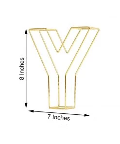 HIER_3720 8" Tall | Gold Wedding Centerpiece | Freestanding 3D Decorative Wire Letter | Y Chargers & Centerpieces 15 HIER_3720 8