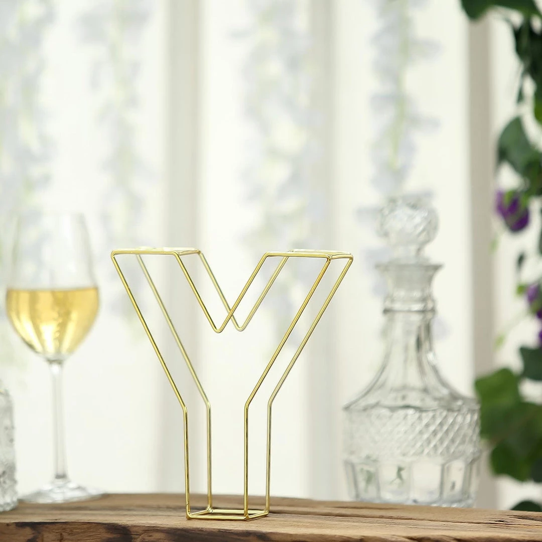 HIER_3720 8" Tall | Gold Wedding Centerpiece | Freestanding 3D Decorative Wire Letter | Y Chargers & Centerpieces 7 HIER_3720 8" Tall | Gold Wedding Centerpiece | Freestanding 3D Decorative Wire Letter | Y Chargers & Centerpieces