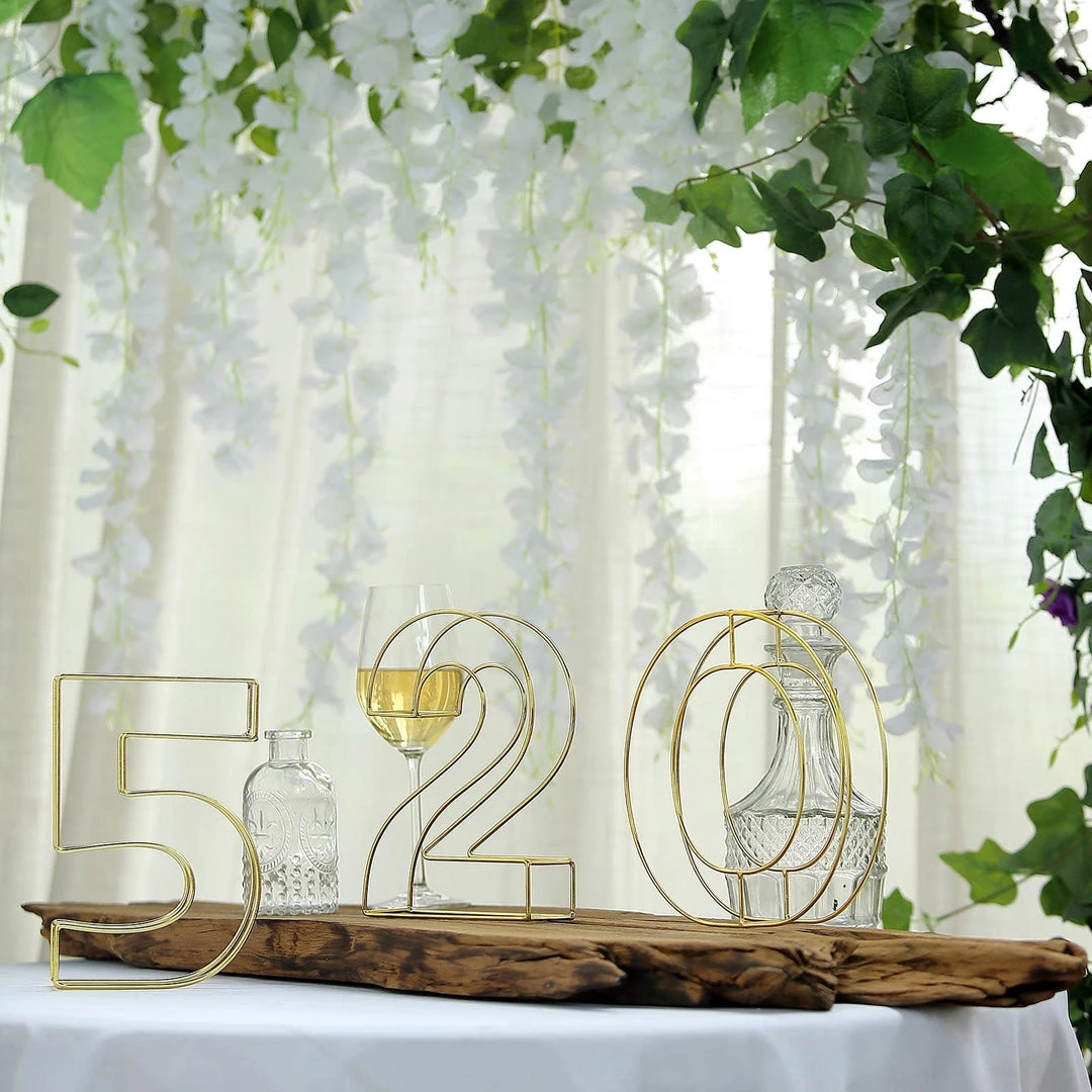 HIER_3720 8" Tall | Gold Wedding Centerpiece | Freestanding 3D Decorative Wire Letter | P Chargers & Centerpieces 12 HIER_3720 8" Tall | Gold Wedding Centerpiece | Freestanding 3D Decorative Wire Letter | P Chargers & Centerpieces