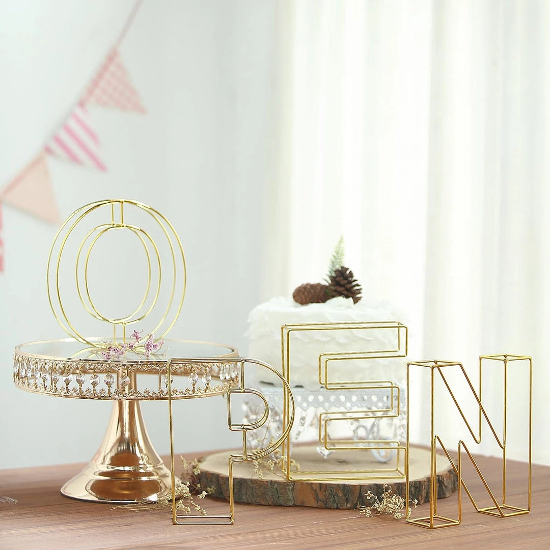 HIER_3720 8" Tall | Gold Wedding Centerpiece | Freestanding 3D Decorative Wire Letter | N Chargers & Centerpieces 6 HIER_3720 8" Tall | Gold Wedding Centerpiece | Freestanding 3D Decorative Wire Letter | N Chargers & Centerpieces
