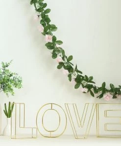 HIER_3720 8" Tall | Gold Wedding Centerpiece | Freestanding 3D Decorative Wire Letter | V Chargers & Centerpieces