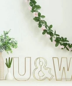 HIER_3720 8" Tall | Gold Wedding Centerpiece | Freestanding 3D Decorative Wire Letter | W 23 HIER_3720 8