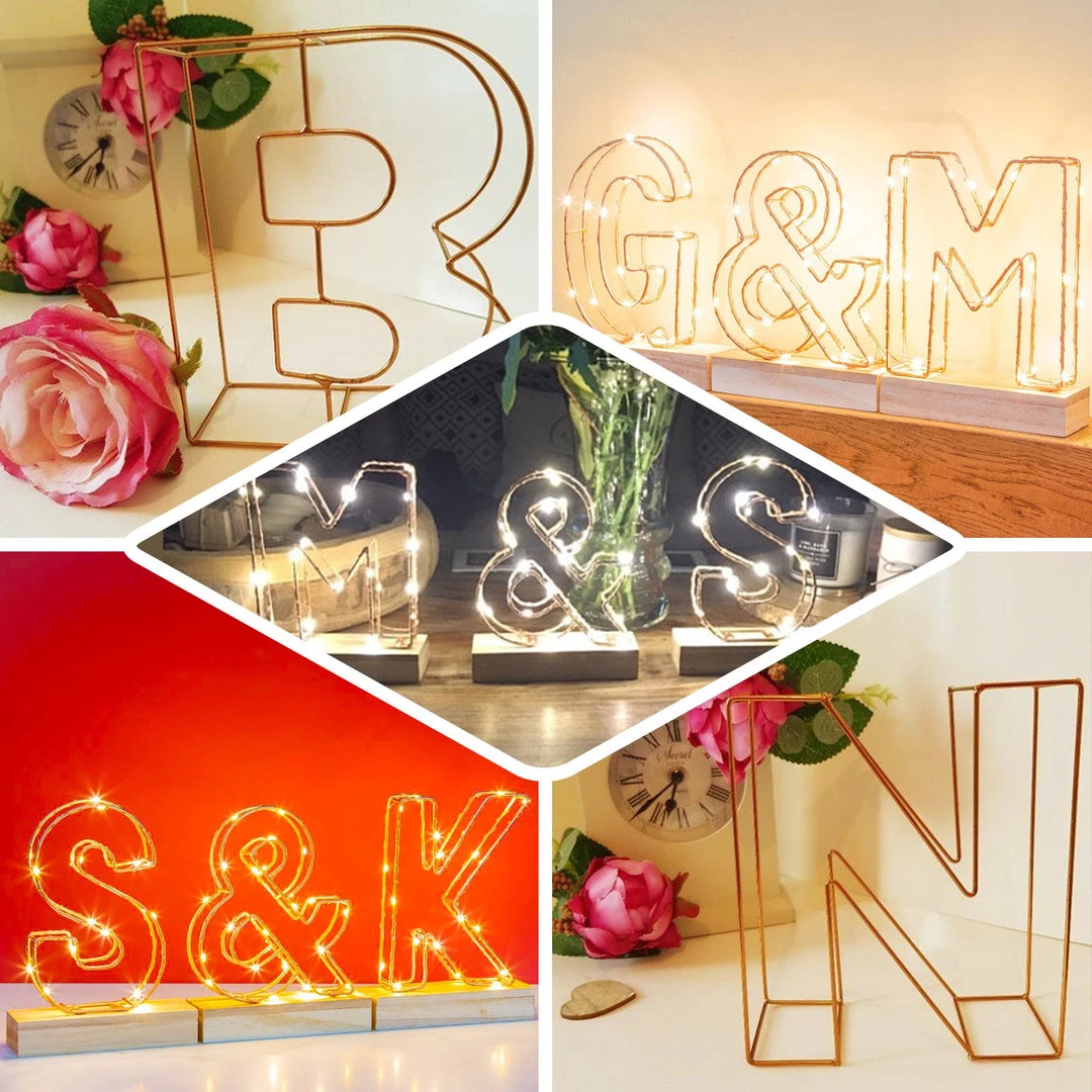 HIER_3720 8" Tall | Gold Wedding Centerpiece | Freestanding 3D Decorative Wire Letter | X Chargers & Centerpieces 5 HIER_3720 8" Tall | Gold Wedding Centerpiece | Freestanding 3D Decorative Wire Letter | X Chargers & Centerpieces
