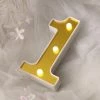 HIER_3720 6" Gold 3D Marquee Numbers | Warm White 3 LED Light Up Numbers | 1