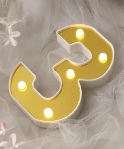 HIER_3720 6" Gold 3D Marquee Numbers | Warm White 5 LED Light Up Numbers | 3