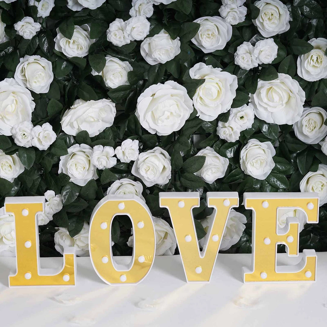 HIER_3720 Chargers & Centerpieces 6" Gold 3D Marquee Letters | Warm White 4 LED Light Up Letters | L 7 HIER_3720 Chargers & Centerpieces 6" Gold 3D Marquee Letters | Warm White 4 LED Light Up Letters | L