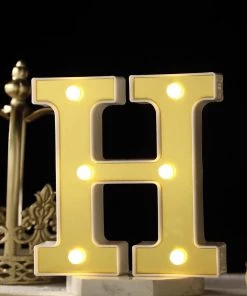 HIER_3720 6" Gold 3D Marquee Letters | Warm White 6 LED Light Up Letters | H