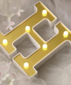 HIER_3720 6" Gold 3D Marquee Letters | Warm White 6 LED Light Up Letters | H