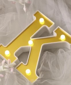 HIER_3720 6" Gold 3D Marquee Letters | Warm White 5 LED Light Up Letters | K