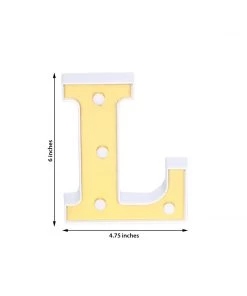 HIER_3720 Chargers & Centerpieces 6" Gold 3D Marquee Letters | Warm White 4 LED Light Up Letters | L 14 HIER_3720 Chargers & Centerpieces 6