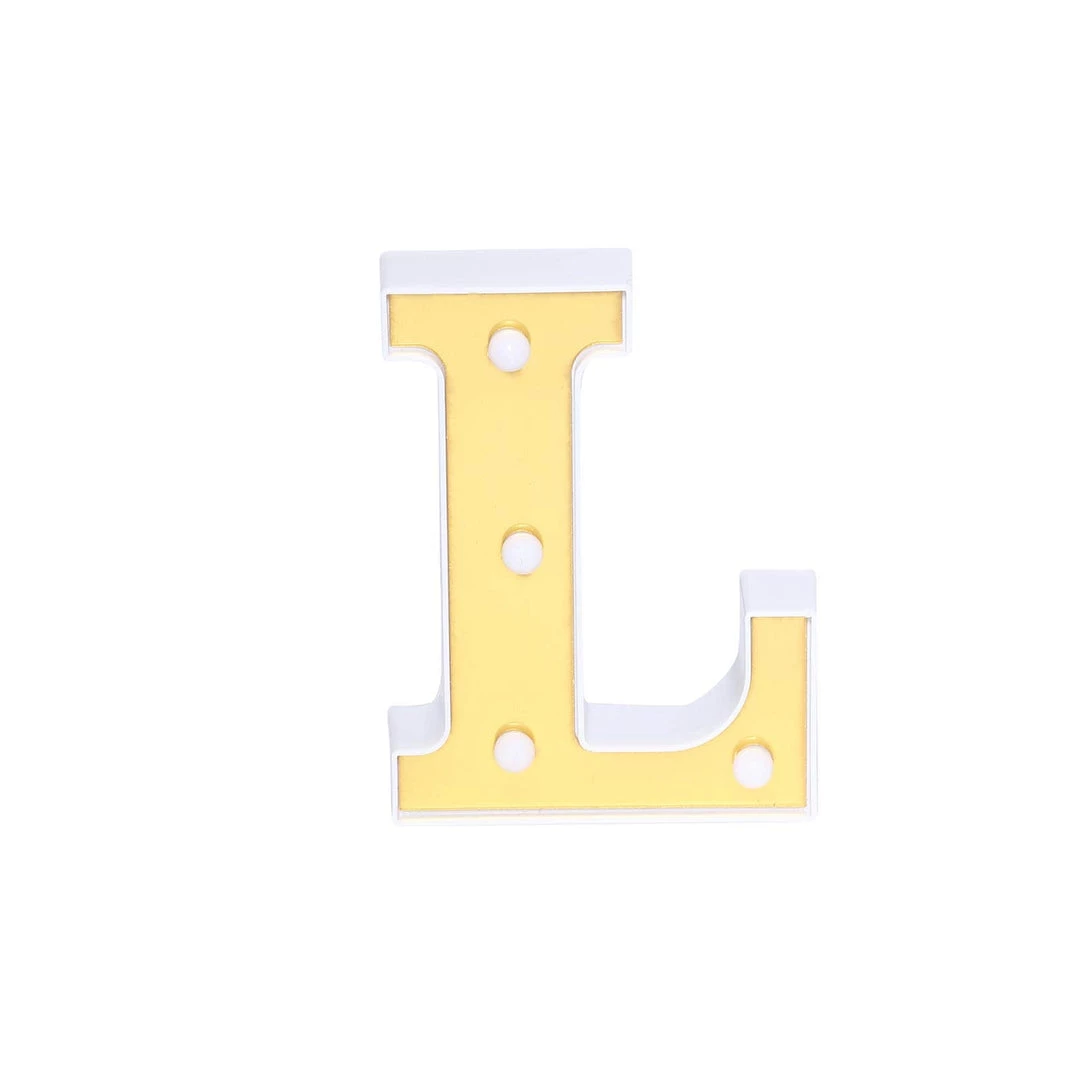 HIER_3720 Chargers & Centerpieces 6" Gold 3D Marquee Letters | Warm White 4 LED Light Up Letters | L 12 HIER_3720 Chargers & Centerpieces 6" Gold 3D Marquee Letters | Warm White 4 LED Light Up Letters | L
