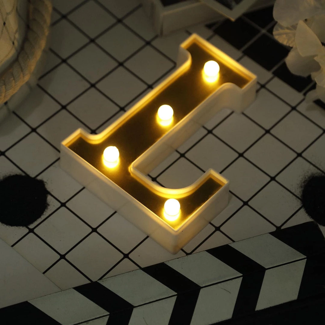 HIER_3720 Chargers & Centerpieces 6" Gold 3D Marquee Letters | Warm White 4 LED Light Up Letters | L 6 HIER_3720 Chargers & Centerpieces 6" Gold 3D Marquee Letters | Warm White 4 LED Light Up Letters | L