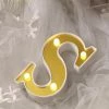 HIER_3720 Chargers & Centerpieces 6" Gold 3D Marquee Letters | Warm White 4 LED Light Up Letters | S