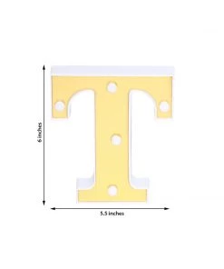 HIER_3720 6" Gold 3D Marquee Letters | Warm White 5 LED Light Up Letters | T 14 HIER_3720 6