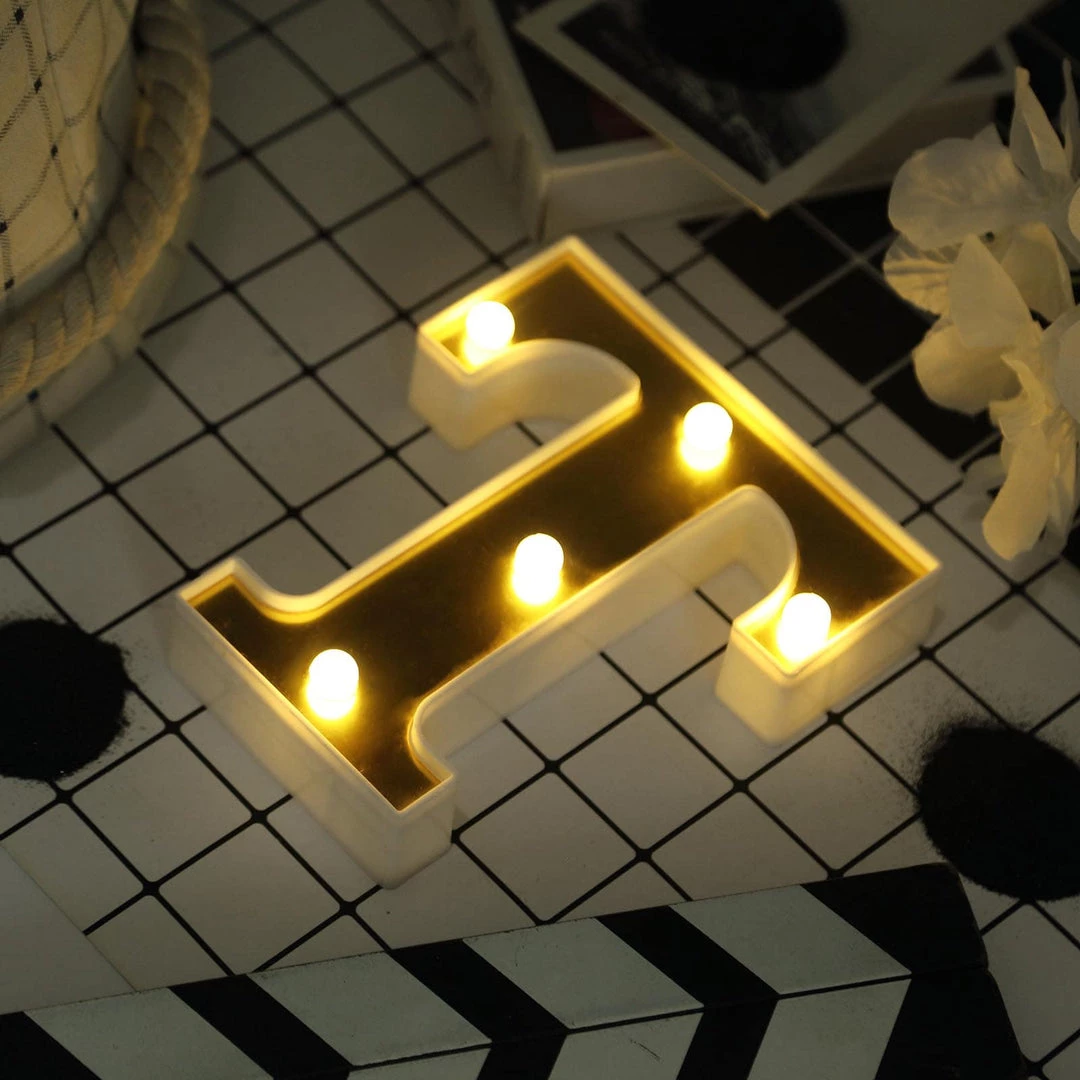 HIER_3720 6" Gold 3D Marquee Letters | Warm White 5 LED Light Up Letters | T 6 HIER_3720 6" Gold 3D Marquee Letters | Warm White 5 LED Light Up Letters | T