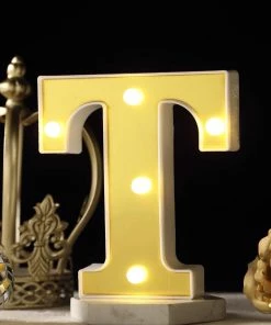HIER_3720 6" Gold 3D Marquee Letters | Warm White 5 LED Light Up Letters | T