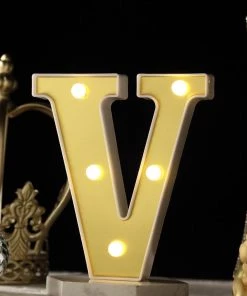 HIER_3720 6" Gold 3D Marquee Letters | Warm White 5 LED Light Up Letters | V
