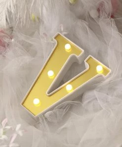 HIER_3720 6" Gold 3D Marquee Letters | Warm White 5 LED Light Up Letters | V