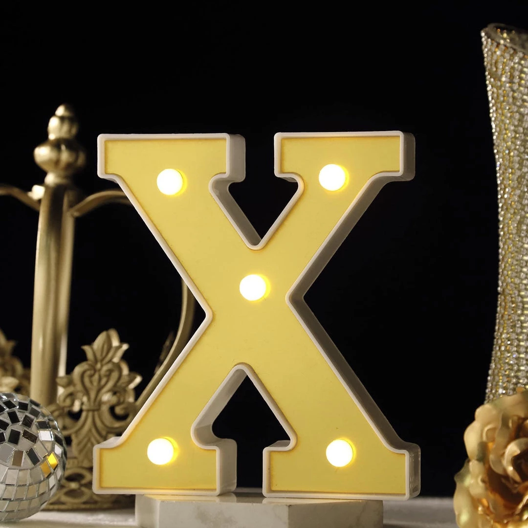 HIER_3720 Chargers & Centerpieces 6" Gold 3D Marquee Letters | Warm White 5 LED Light Up Letters | X 2 HIER_3720 Chargers & Centerpieces 6" Gold 3D Marquee Letters | Warm White 5 LED Light Up Letters | X