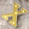 HIER_3720 Chargers & Centerpieces 6" Gold 3D Marquee Letters | Warm White 5 LED Light Up Letters | X