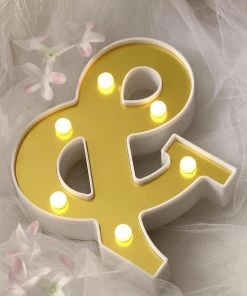 HIER_3720 6" Gold 3D Marquee Symbol | Warm White 6 LED Light Up Symbol | &