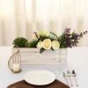 HIER_1731 Chargers & Centerpieces 18"x6" Whitewash Rectangular Wood Planter Box Set With Plastic Liners