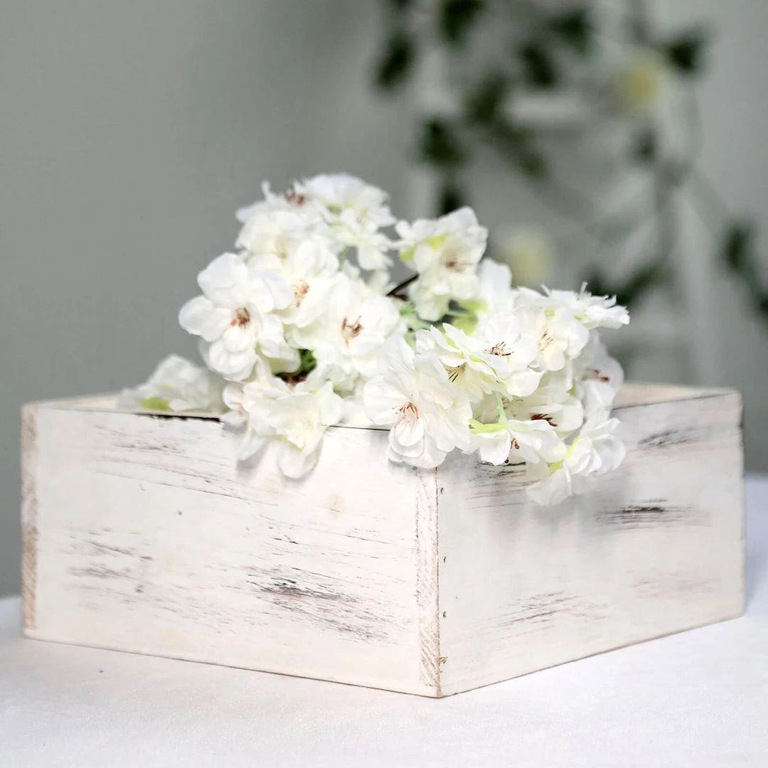 HIER_1731 Chargers & Centerpieces 2 Pack | 9" Whitewash Square Wood Planter Box Set With Plastic Liners 7 HIER_1731 Chargers & Centerpieces 2 Pack | 9" Whitewash Square Wood Planter Box Set With Plastic Liners