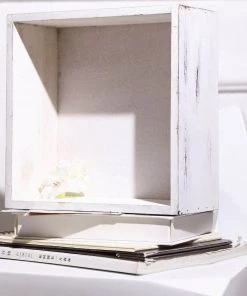 HIER_1731 Chargers & Centerpieces 2 Pack | 9" Whitewash Square Wood Planter Box Set With Plastic Liners 20 HIER_1731 Chargers & Centerpieces 2 Pack | 9