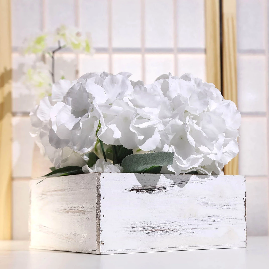 HIER_1731 Chargers & Centerpieces 2 Pack | 9" Whitewash Square Wood Planter Box Set With Plastic Liners 1 HIER_1731 Chargers & Centerpieces 2 Pack | 9" Whitewash Square Wood Planter Box Set With Plastic Liners