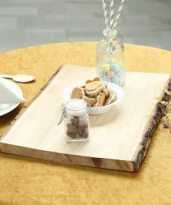 HIER_1740 16"x13" - Rustic Natural Wood Slices | Rectangular Poplar Wood Slabs Disposable Dinnerware 22 HIER_1740 16