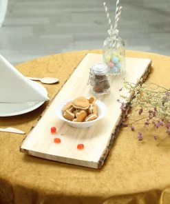 HIER_1740 23"x8" - Rustic Natural Wood Slices | Rectangular Poplar Wood Slabs Disposable Dinnerware